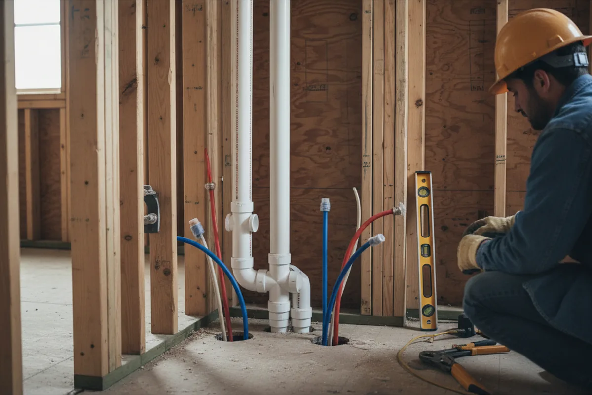 Drain and supply rough-in during Leak Detection in Maupin