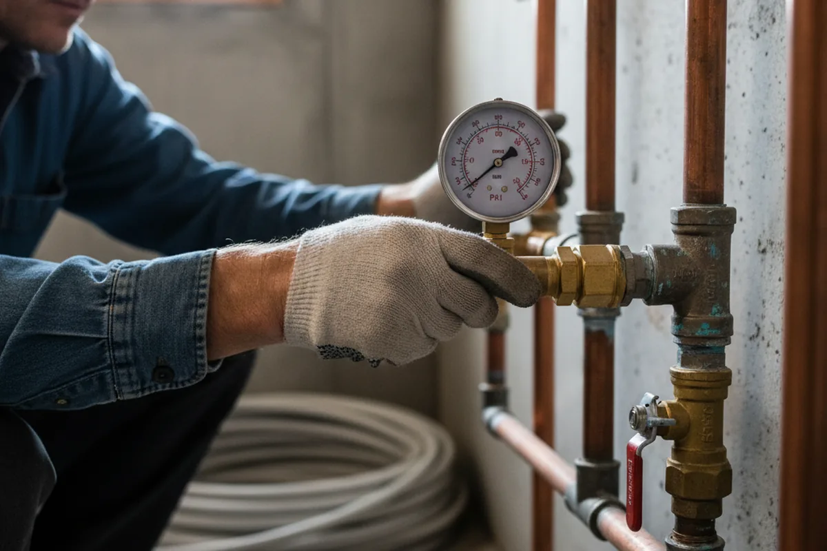 Pressure testing a repaired line during Water Line Repair in Maupin